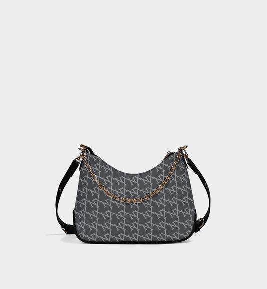 NXY Slanted Monogram Slate Blue Shoulder Bag