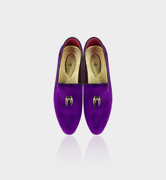 CHILILOAFER Men's Purple & Gold Chili Pendant Toe-Protector Upgrade Pointed-Toe Loafers