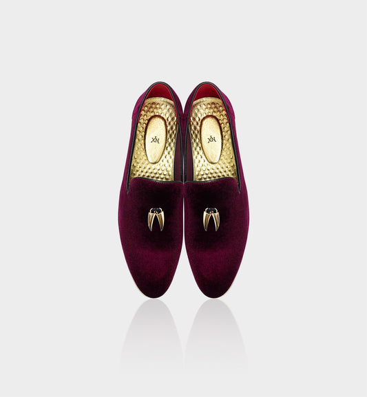 CHILILOAFER Men's Red & Gold Chili Pendant Toe-Protector Upgrade Pointed-Toe Loafers