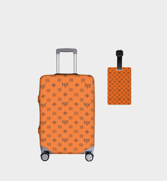 NXY Honeysuckle Pattern Orange Luggage Cover & Tag Set
