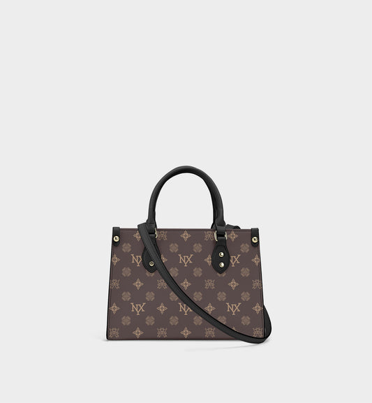 NXY Honeysuckle Pattern Dark Brown Handle Bag