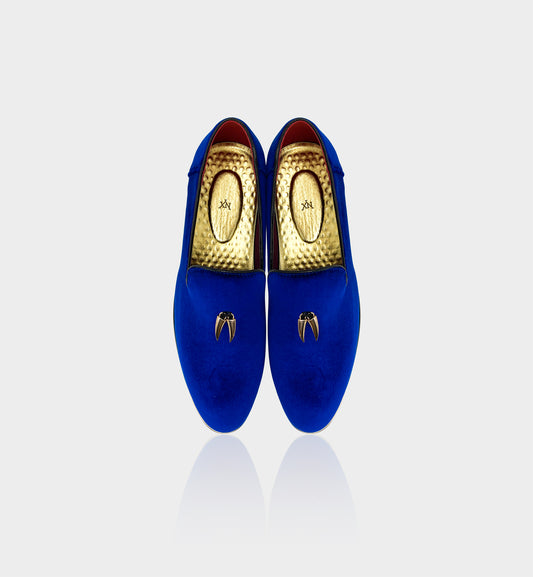 CHILILOAFER Men's Blue & Gold Chili Pendant Toe-Protector Upgrade Pointed-Toe Loafers