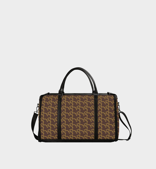 NXY Slanted Monogram Travel Bag (Brown Body + Black Handle)