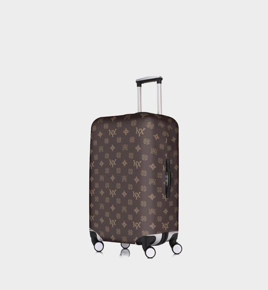 NXY Honeysuckle Pattern Dark Brown Luggage Cover & Tag Set