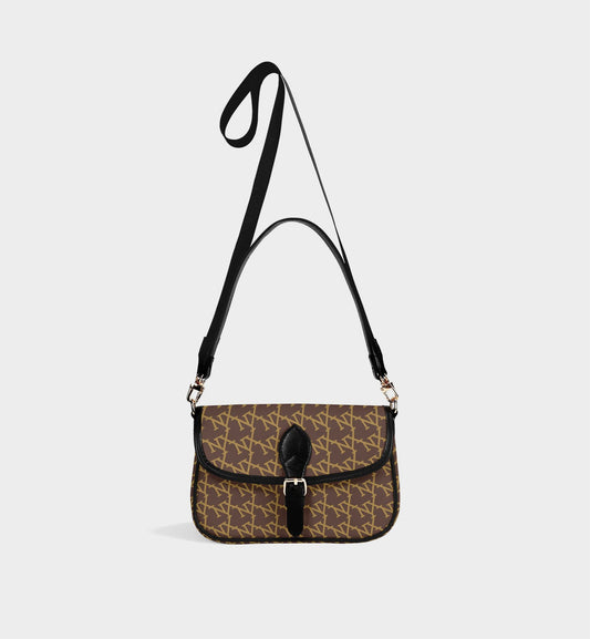 NXY Slanted Monogram Brown Crossbody Satchel