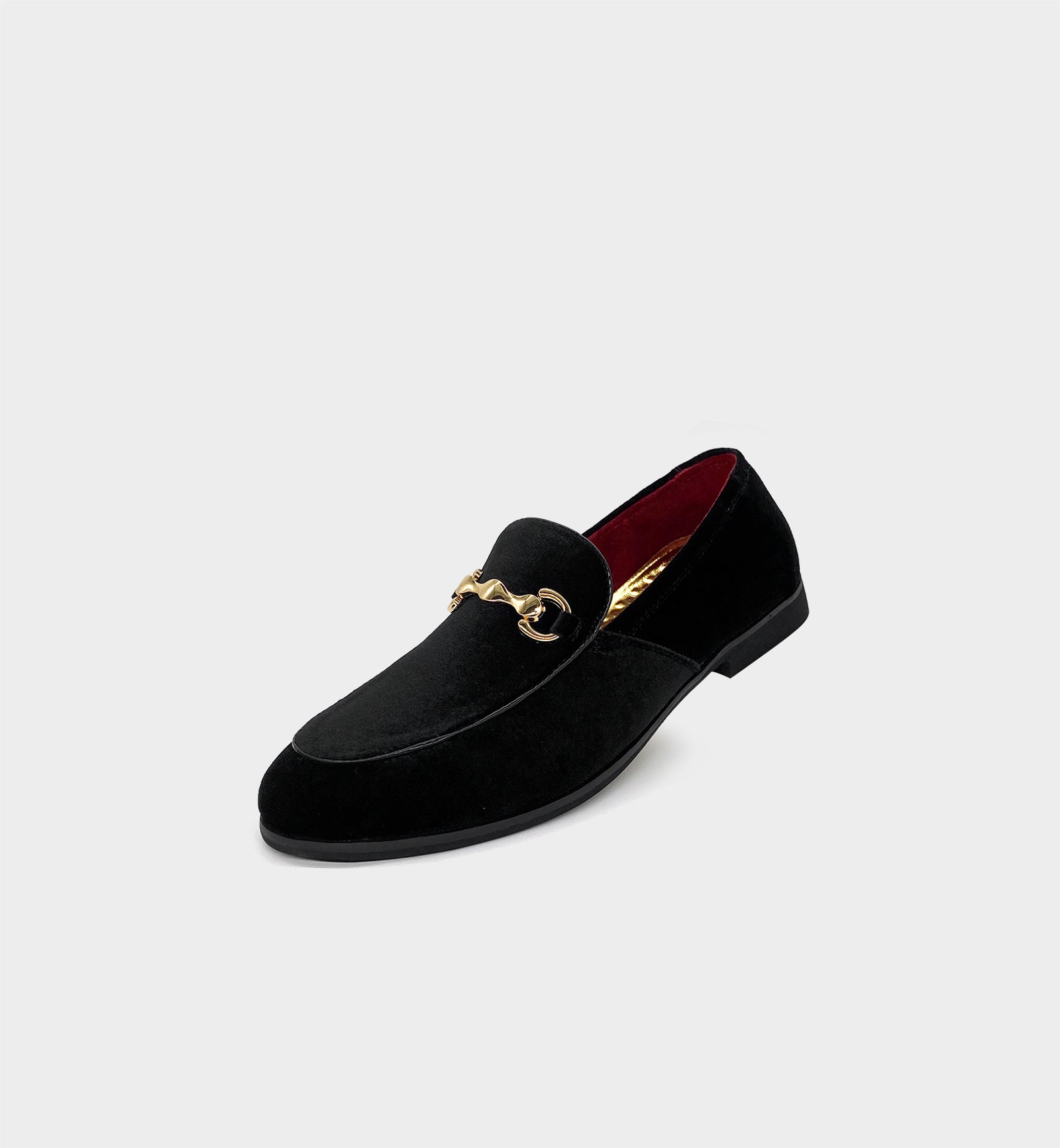 Men's Black Velvet Gold Hardware Loafers NXY Men's Black Velvet Gold Hardware Loafers NXY