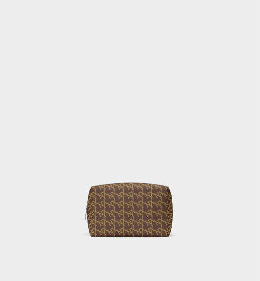 NXY Slanted Monogram Brown Cosmetic Bag