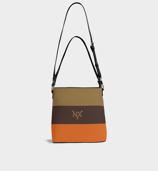 NXY Tri-Color Bucket Bag (Olive/Brown/Orange)