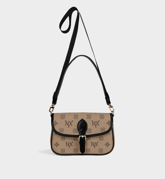 NXY Honeysuckle Pattern Camel Crossbody Satchel