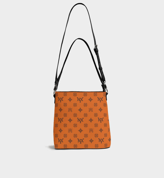 NXY Honeysuckle Pattern Orange Bucket Bag