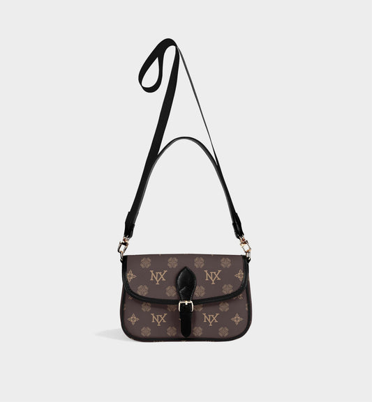 NXY Honeysuckle Pattern Dark Brown Crossbody Satchel