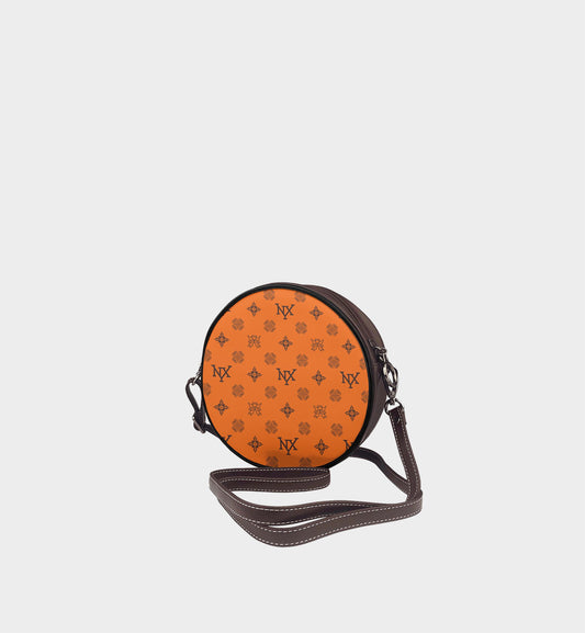 NXY Honeysuckle Pattern Orange Mini Circular Bag