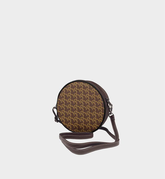 NXY Slanted Monogram Brown Mini Circular Bag