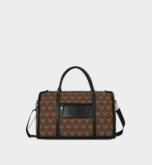 NXY Classic Monogram Travel Bag (Brown Body + Black Handle)