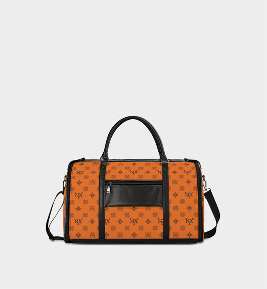 NXY Honeysuckle Pattern Travel Bag (Orange Body + Black Handle)