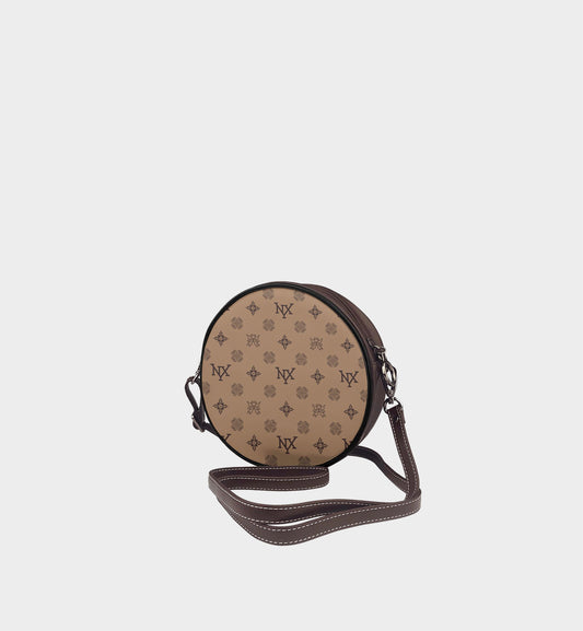 NXY Honeysuckle Pattern Camel Mini Circular Bag
