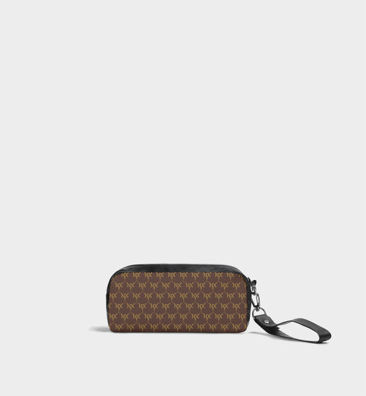 NXY Large Logo Classic Monogram Brown Clutch Bag