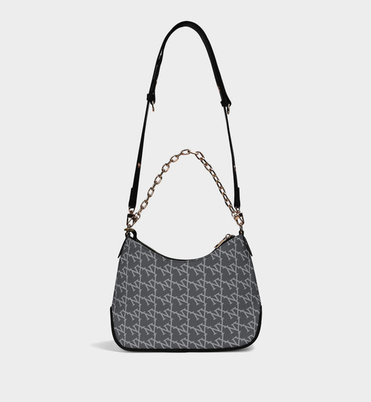 NXY Slanted Monogram Slate Blue Shoulder Bag