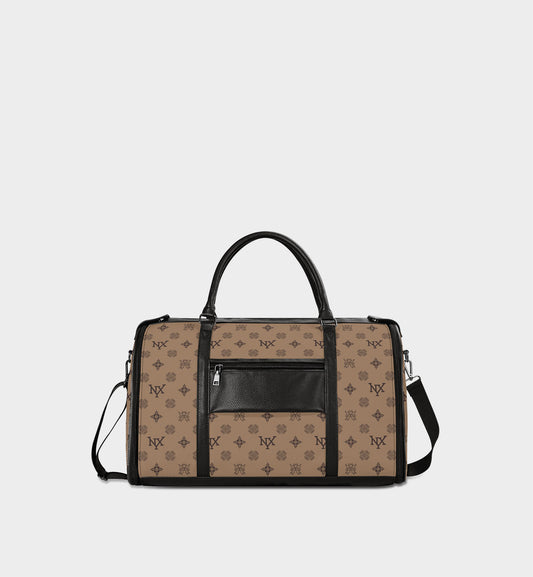 NXY Honeysuckle Pattern Travel Bag (Camel Body + Black Handle)