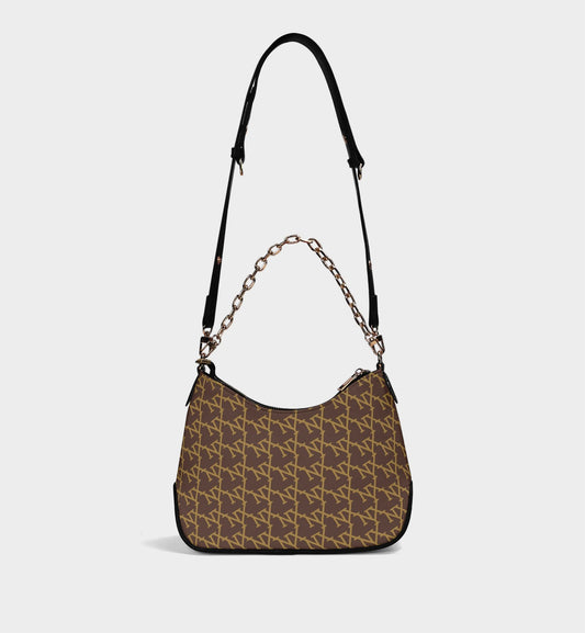 NXY Slanted Monogram Brown Shoulder Bag