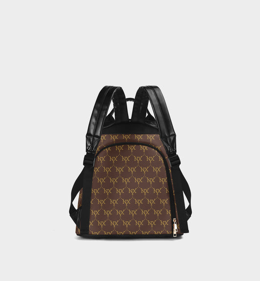 NXY Large Logo Monogram Brown Backpack