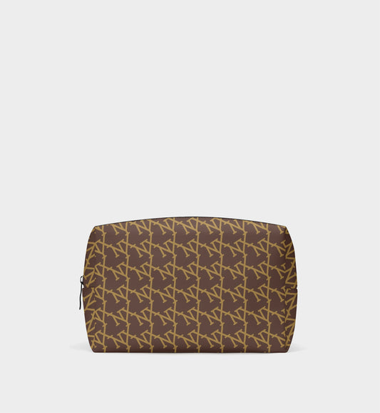 NXY Slanted Monogram Brown Cosmetic Bag