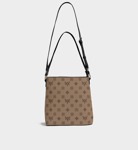 NXY Honeysuckle Pattern Camel Bucket Bag