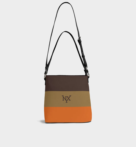 NXY Tri-Color Bucket Bag (Brown/Olive/Orange)