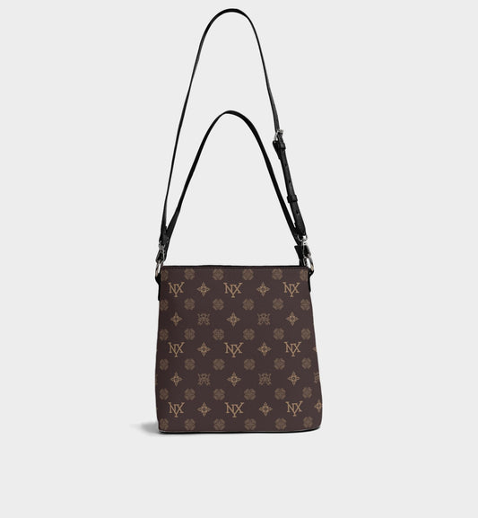 NXY Honeysuckle Pattern Dark Brown Bucket Bag