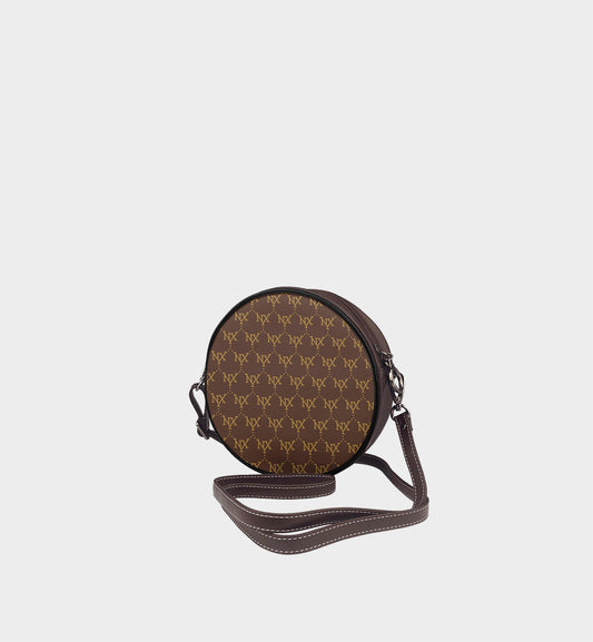 NXY Signature Monogram Brown Mini Circular Bag