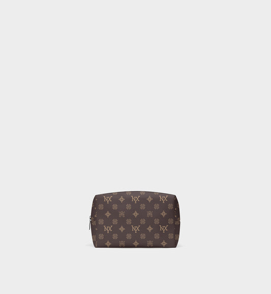 NXY Honeysuckle Pattern Dark Brown Cosmetic Bag