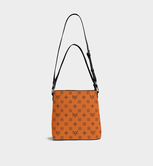NXY Honeysuckle Pattern Orange Bucket Bag