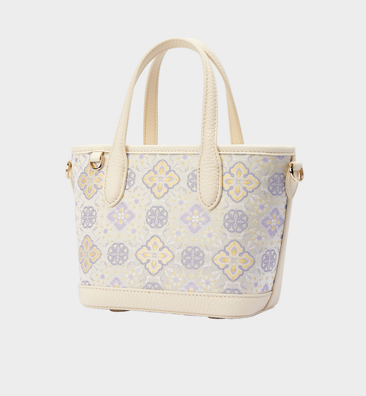 Luxury Off-White Shu Brocade Chinese Mini Basket Tote