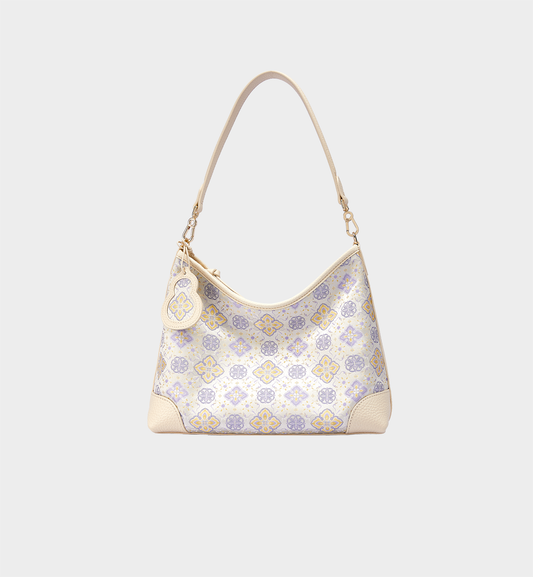 Luxury Off-White Shu Brocade Chinese Style Hobo Shoulder Bag
