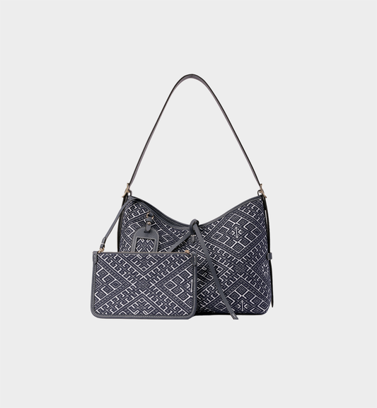 Luxury Indigo Blue Zhuang Brocade Retro Chinese Style Multi-Way Tote