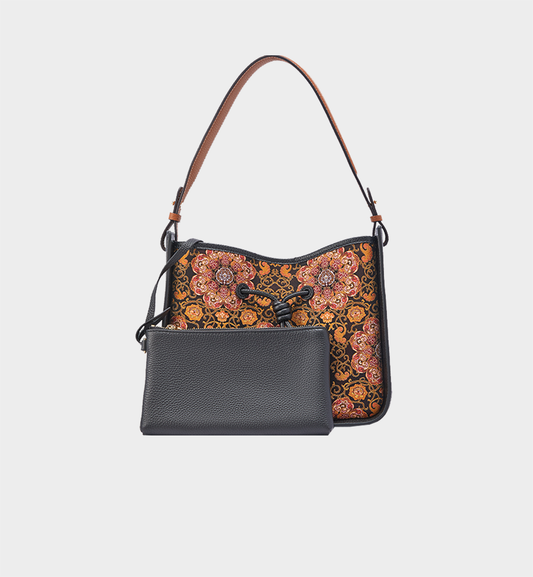 Luxury Black Yunjin Brocade Chinese Style Hobo Bag