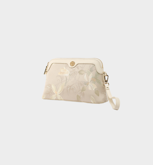 Luxury Off-White Silk Floral Jacquard Chinese Style Clutch Bag