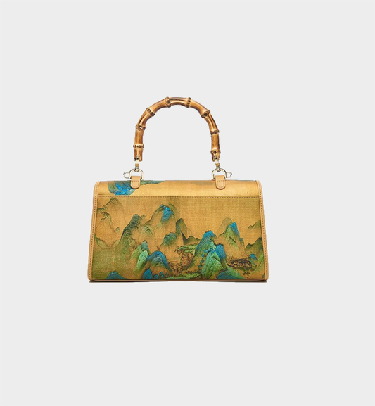 Mulberry Silk Chinese Style Bamboo Handle Handbag
