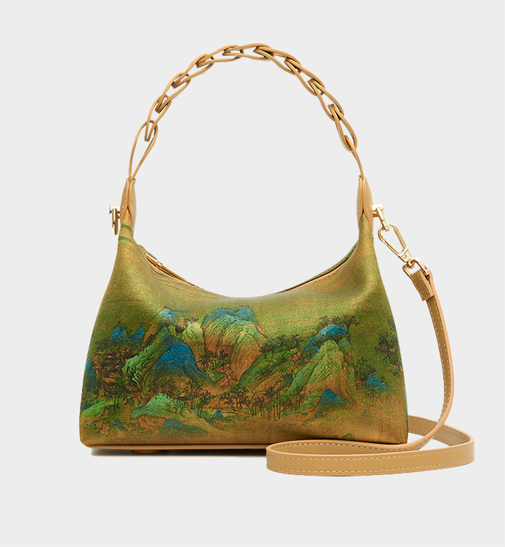 A Thousand Li of Rivers and Mountains Mulberry Silk Printed Retro Crossbody Bag