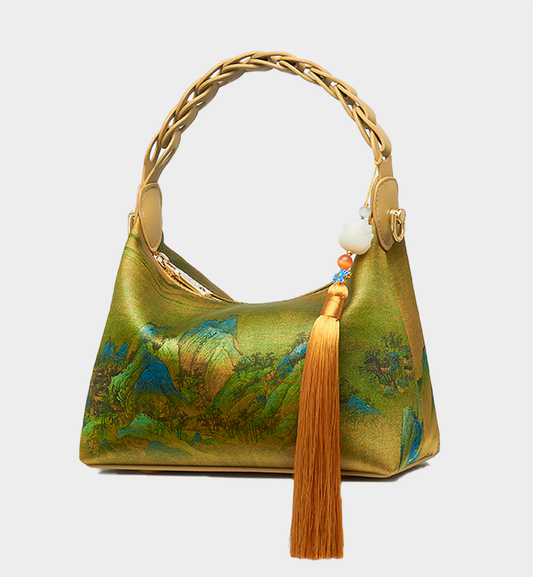 A Thousand Li of Rivers and Mountains Mulberry Silk Printed Retro Crossbody Bag