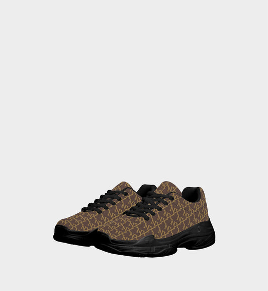 NXY Slanted Monogram Brown Chunky Sneakers