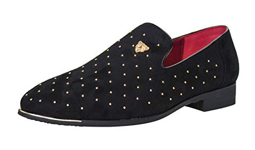 NXY Men's Pointed Toe Rivet Dress Shoes Glitter Loafers Plus Size
