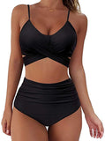 NXY summer Women's Swimsuit High Waisted Swimsuits Push Up Two Piece Bandage Cross Athletic Bathing Suits