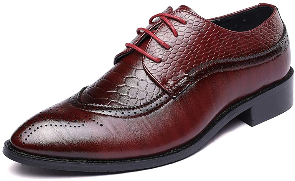 NXY Men's Formal Classic Wingtip Oxford Shoes Lace-up Pointed Toe for Dinner Party