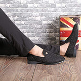NXY Men's Pointed Toe Rivet Dress Shoes Glitter Loafers Plus Size