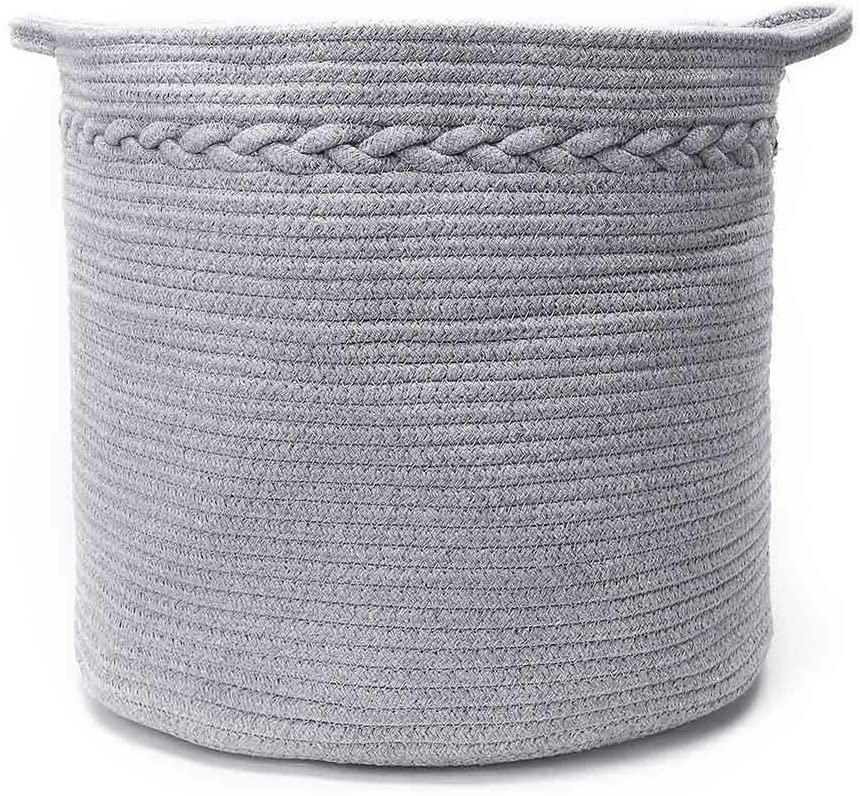 NXY Woven Cotton Rope Basket Blanket Pillow Towel Baby Toy Nursery Storage Organizer Extra Large Grey as Decor for Laundry Room