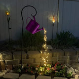 Decoración de luz artística para jardín con ducha de estrellas, hilos LED de 35 pulgadas, luz LED con temporizador, decoración de regadera, luces de hadas LED, arte divertido, esculturas y estatuas de jardín, luces de cadena para exteriores 