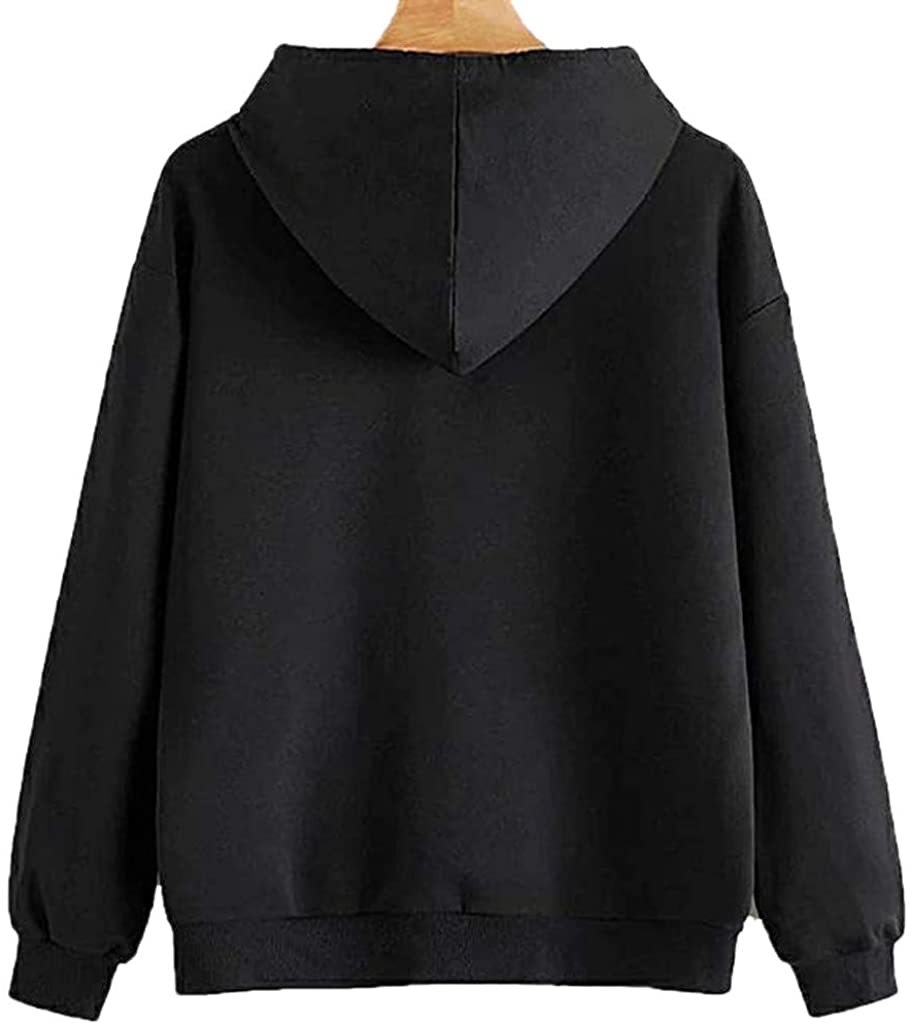 Women&rsquo;s Pullover Hoodies Casual Loose Letter Print Long Sleeves O-Neck Hooded Sweatshirts Blouse Tops for Teen Girls