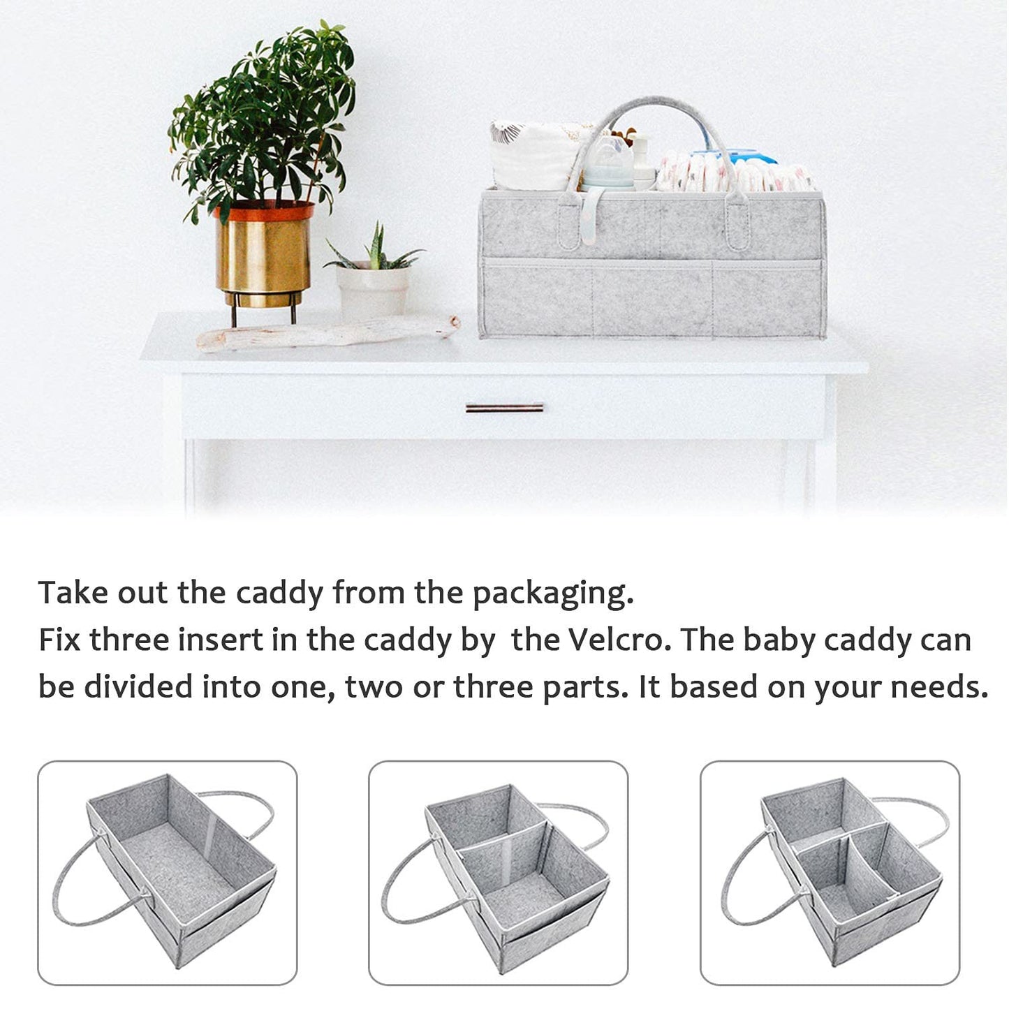 NXY Carrito para pañales para bebés: contenedor de almacenamiento para guardería y organizador de automóviles para pañales y toallitas húmedas para bebés