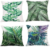 NXY Decorative Cushion Covers Tropical Series Cotton Linen Square Throw Pillow Case for Sofa,Bed,Chair,Auto Seat (Set of4)